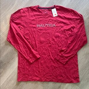 NWT Nautica Men's Red Crew Neck Long Sleeve Tee XXL